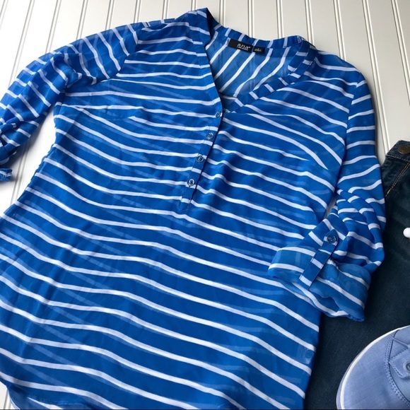 💥 A.n.a. Blue & White Striped Top. - Picture 2 of 4